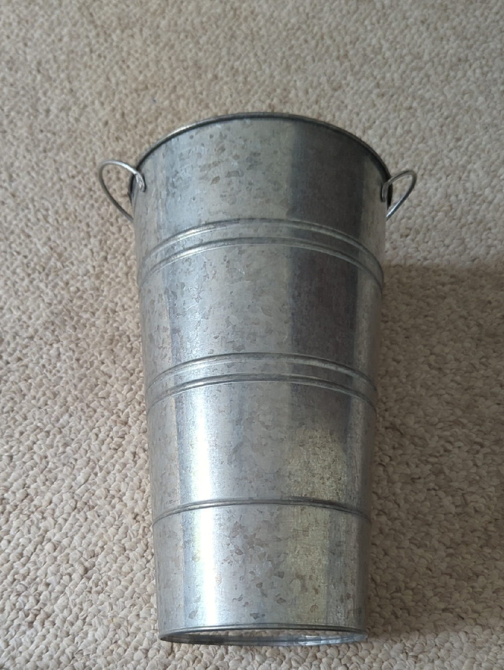 Galvanized Metal Flower/Utensil Bucket - Silver